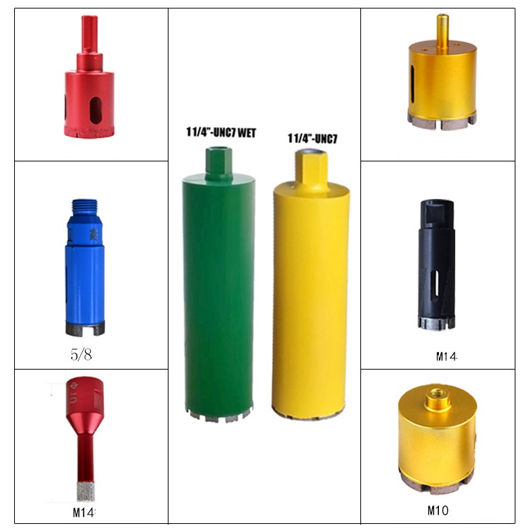 Brocas de núcleo com diversos tipos de hastes