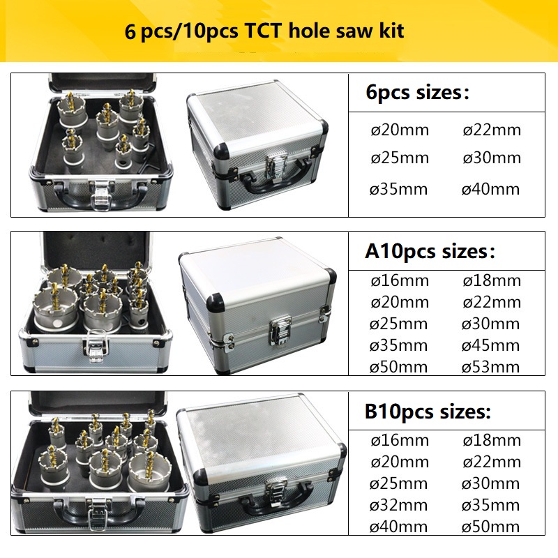 10pcs tungsten carbide hole saw set size