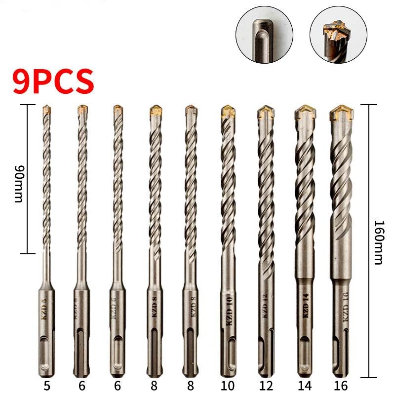 9pcs SDS hammer drill bits with cross tips set (3)
