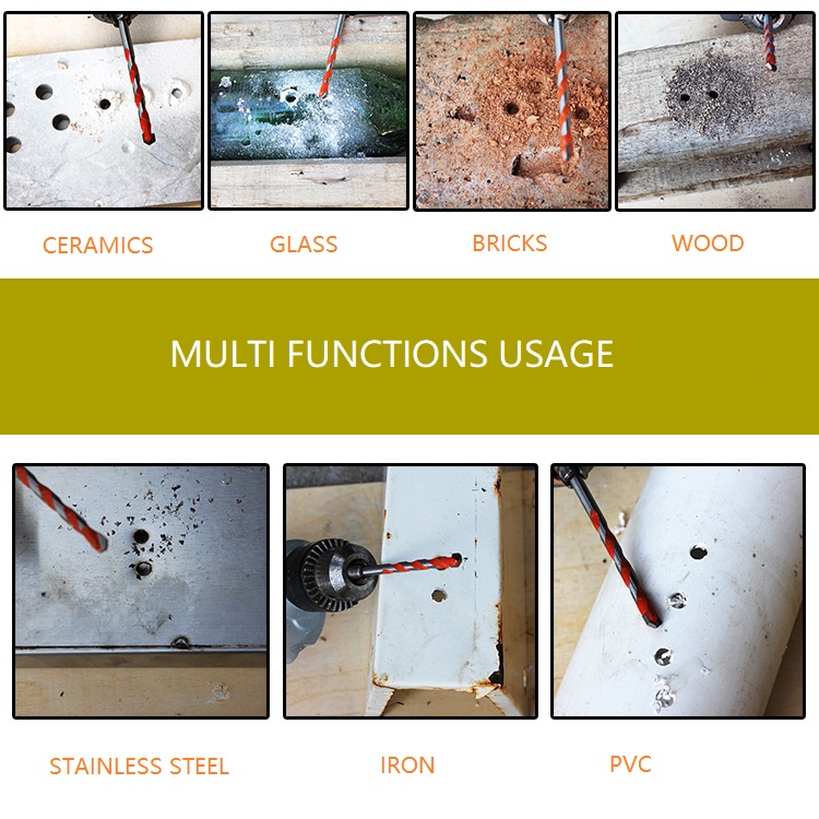 hex shank multi use drill bit with cross tip